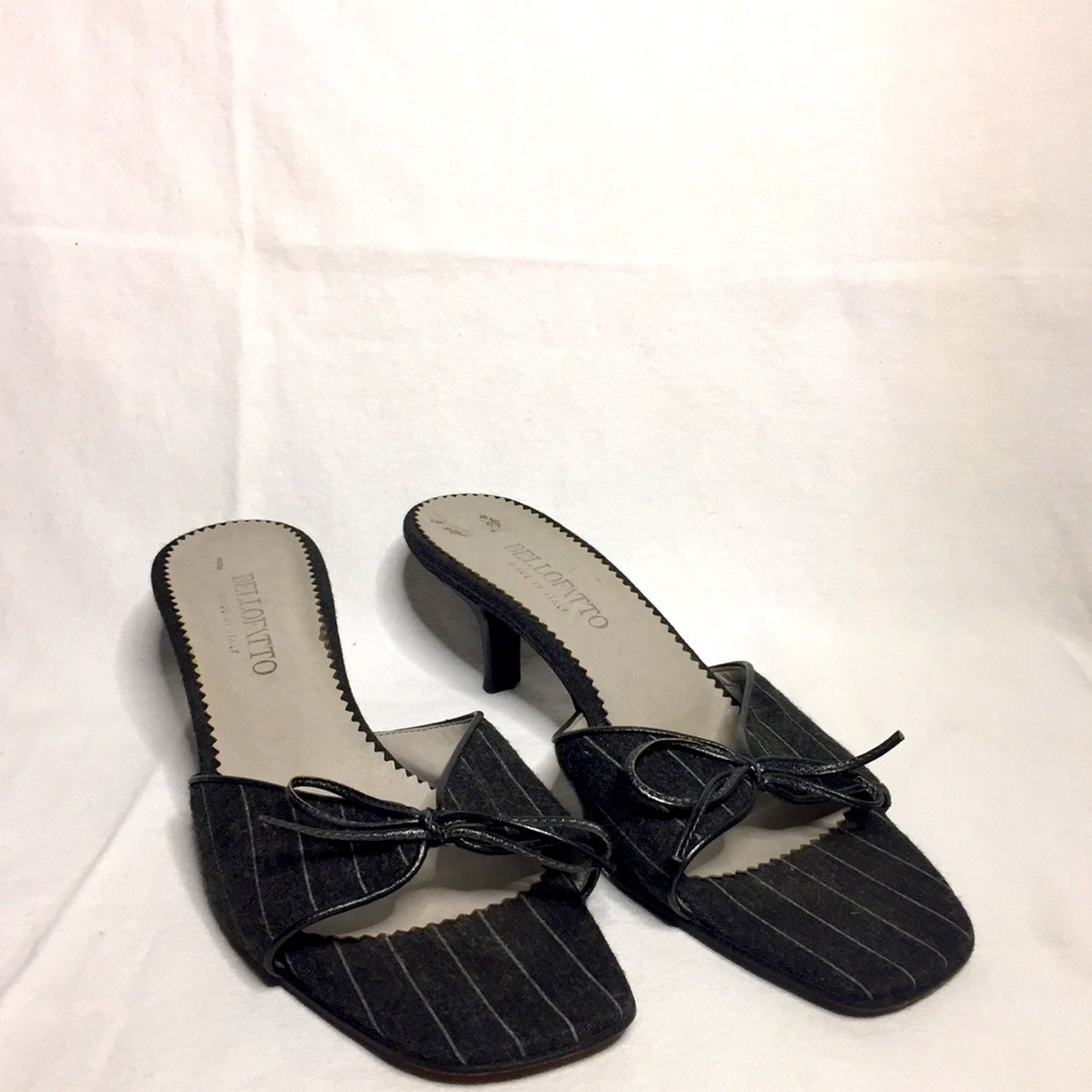 pinstripe kitten heel sandles